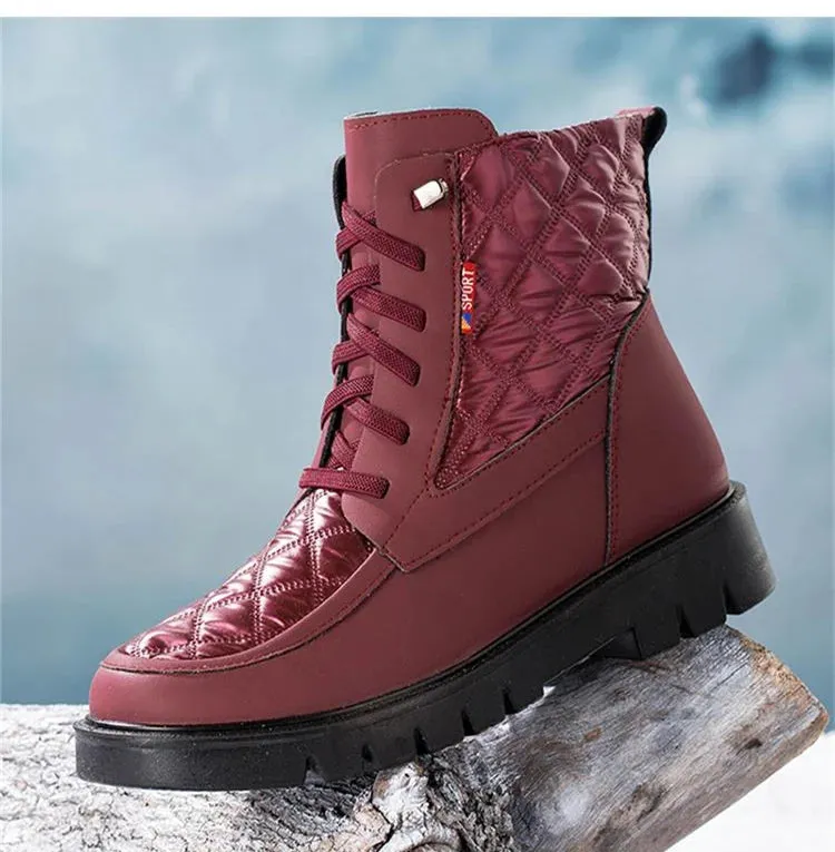 Womens Waterproof Snow Boots For Winter Lace Up and Zipper