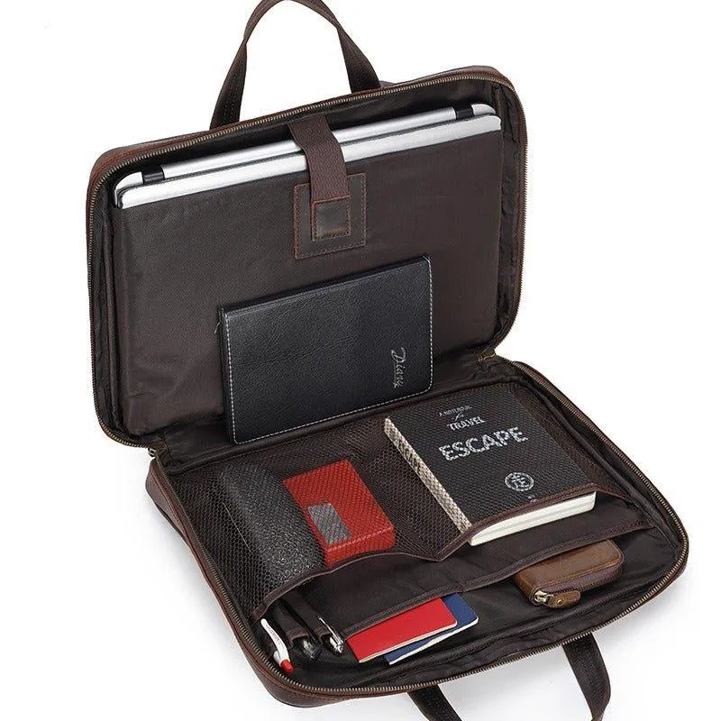 Woosir Men's Leather Computer Bag Slim