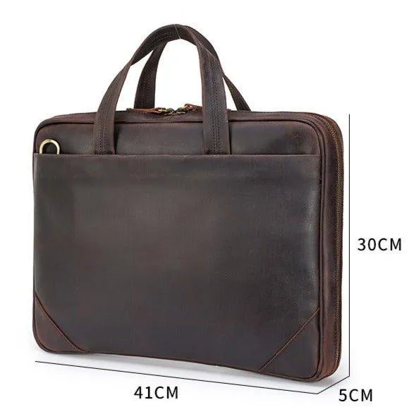 Woosir Men's Leather Computer Bag Slim