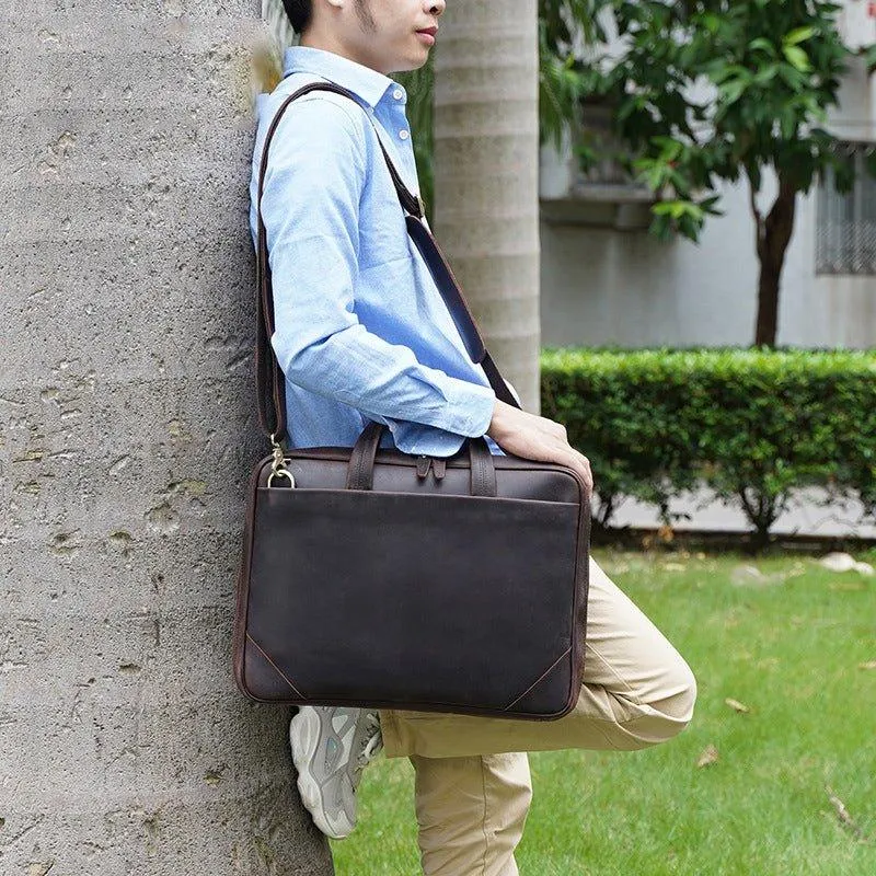 Woosir Men's Leather Computer Bag Slim
