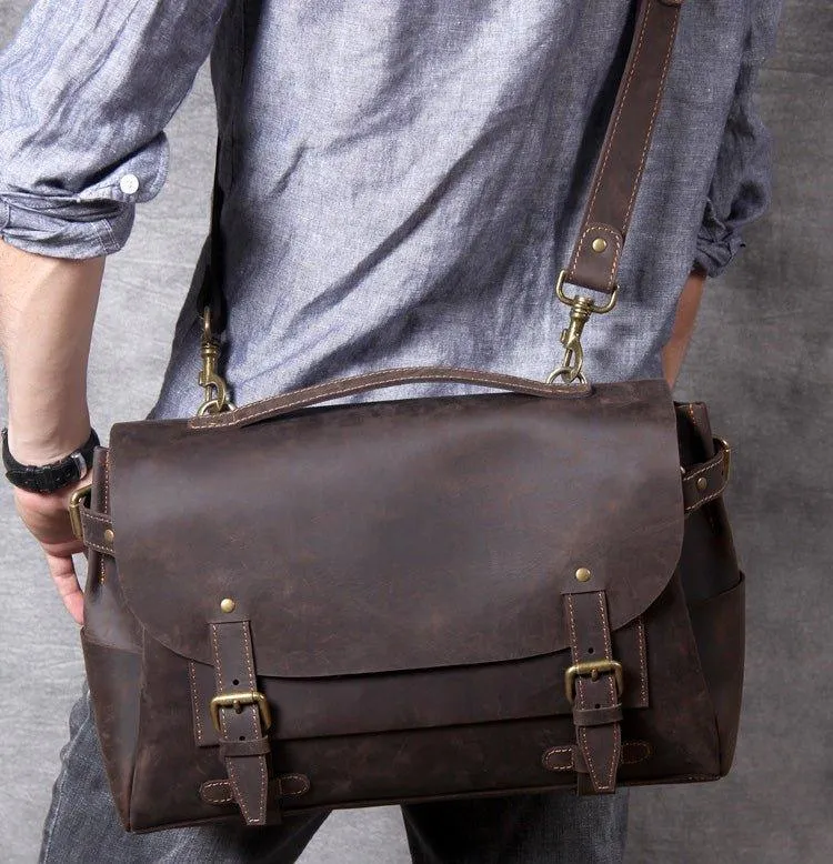 Woosir Vintage Leather Briefcase Laptop Bag