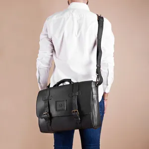 Wyoming Portfolio Briefcase in Black Leather - Harley logo - Final Sale: No Returns or Exchanges - 45% off