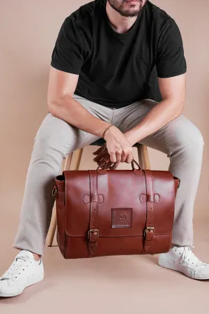 Wyoming Portfolio Briefcase in Rustic Brown Leather