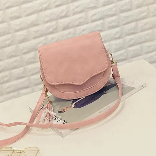 Yogodlns Fashion Preppy Style Circular Shoulder Bags for Women Tassel Female Messenger Bag Girl's Small Saddle Crossbody Bag