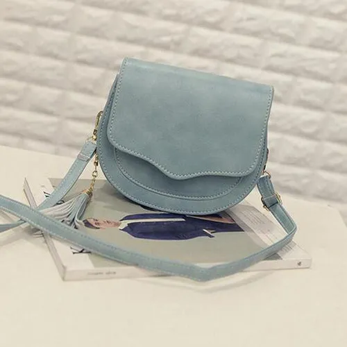 Yogodlns Fashion Preppy Style Circular Shoulder Bags for Women Tassel Female Messenger Bag Girl's Small Saddle Crossbody Bag