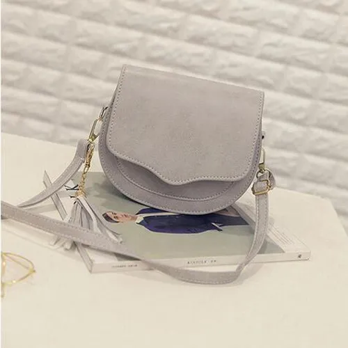 Yogodlns Fashion Preppy Style Circular Shoulder Bags for Women Tassel Female Messenger Bag Girl's Small Saddle Crossbody Bag