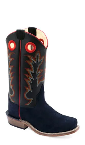 YOUTH (3.5-7) BLACK SUEDE SQ TOE COWBOY BOOT