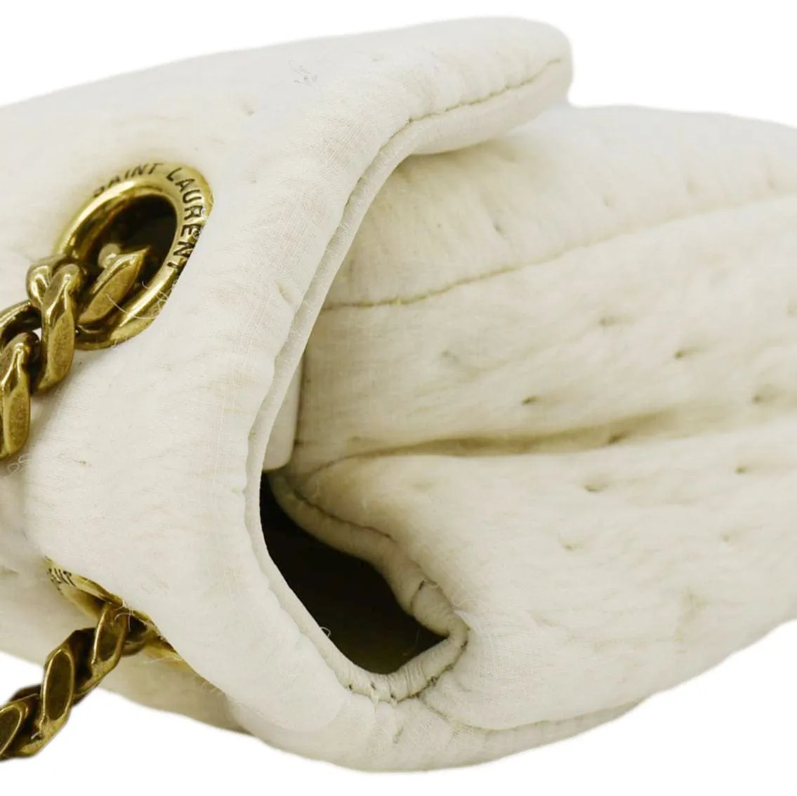 YVES SAINT LAURENT Calypso Organza Leather Crossbody Bag White