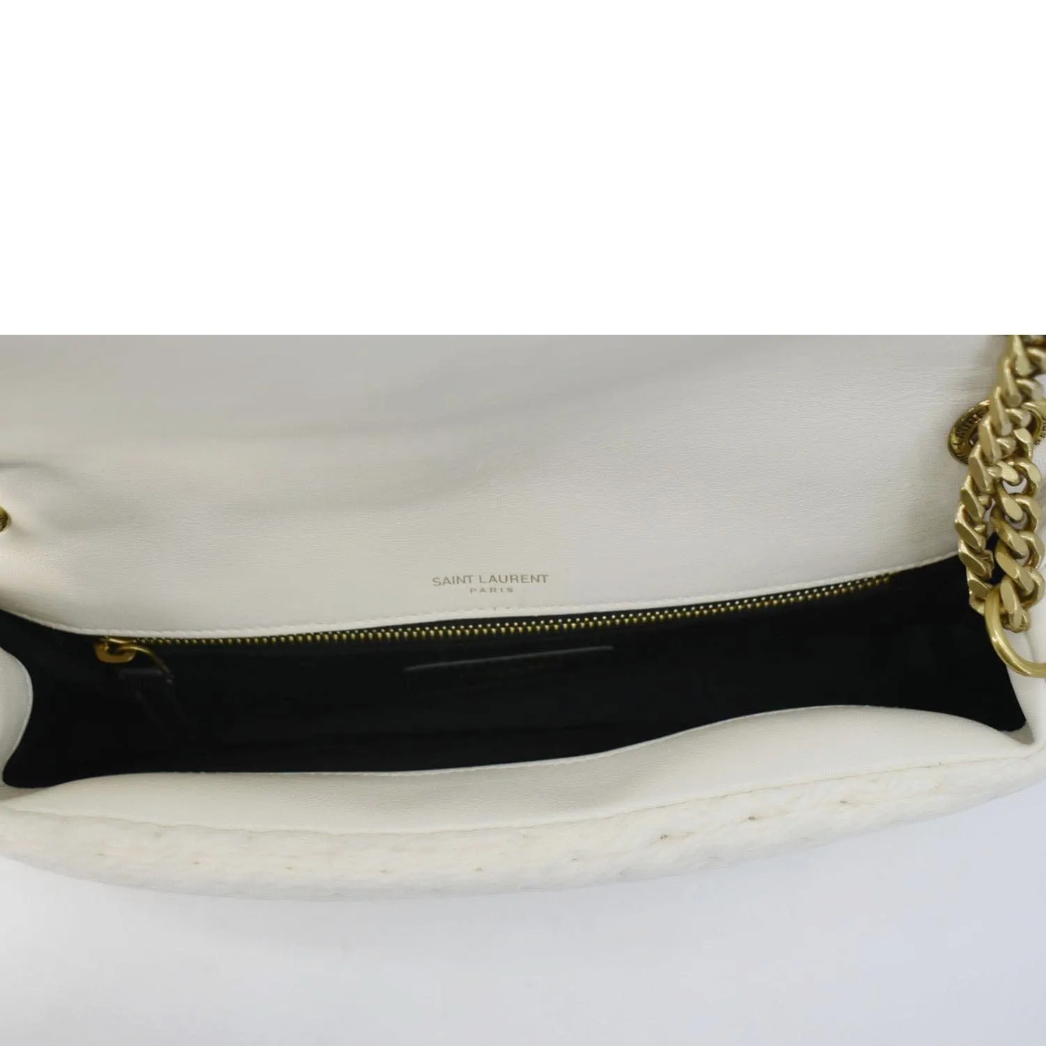 YVES SAINT LAURENT Calypso Organza Leather Crossbody Bag White