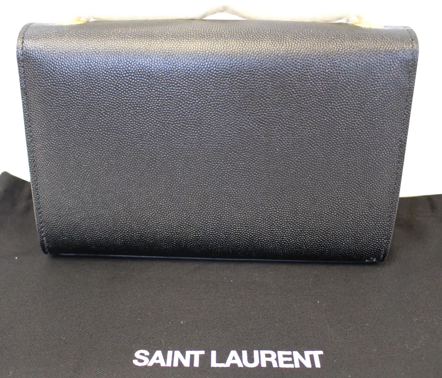 YVES SAINT LAURENT Kate Black Leather Chain Clutch Crossbody Bag