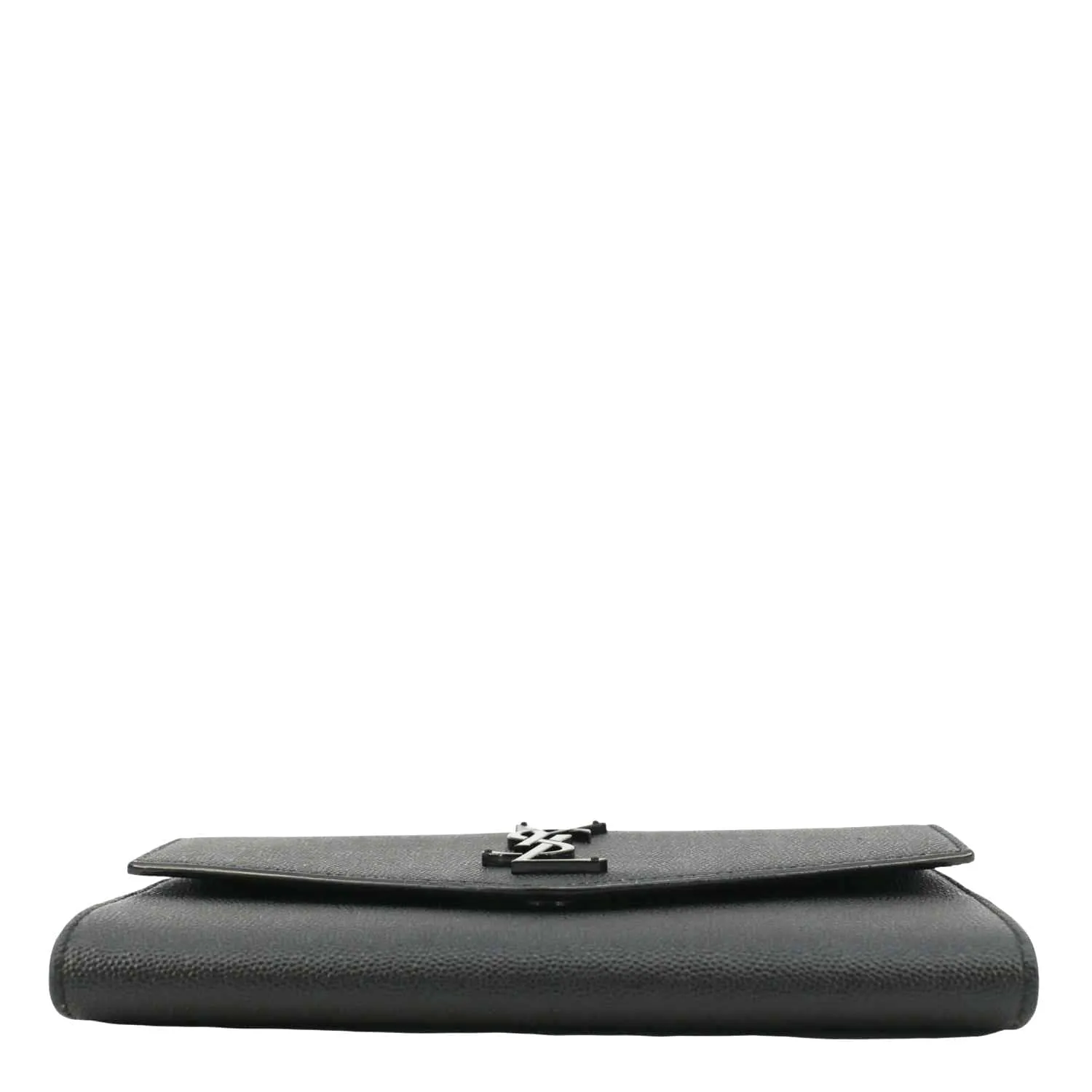 YVES SAINT LAURENT Uptown Grain De Poudre Embossed Leather Crossbody Chain Wallet Black