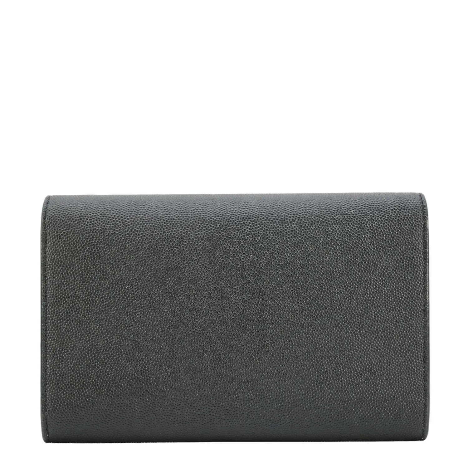 YVES SAINT LAURENT Uptown Grain De Poudre Embossed Leather Crossbody Chain Wallet Black