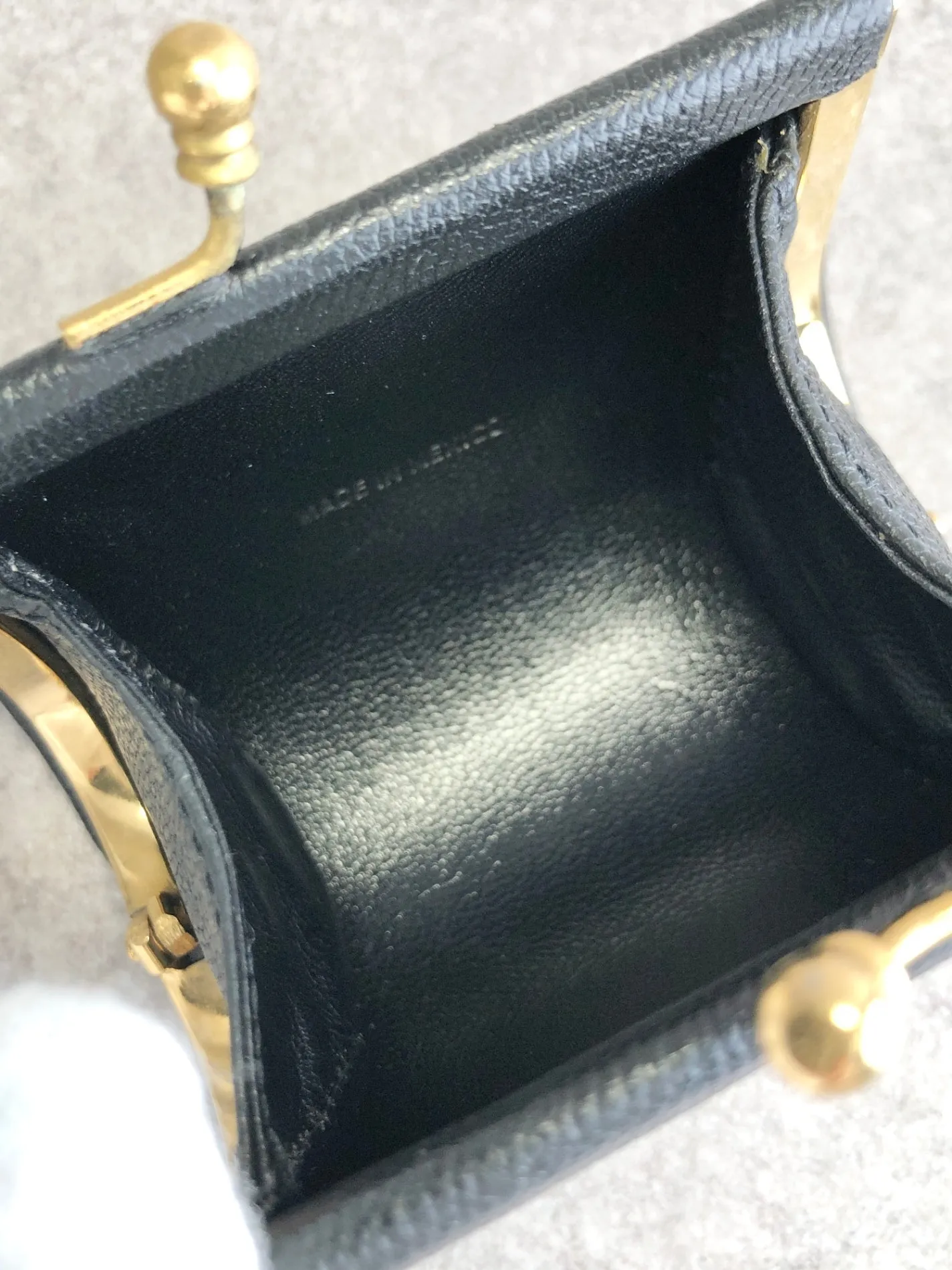 Yves Saint Laurent YSL Logo Metal Clasp Coin Purse Black Vintage hvc8nr