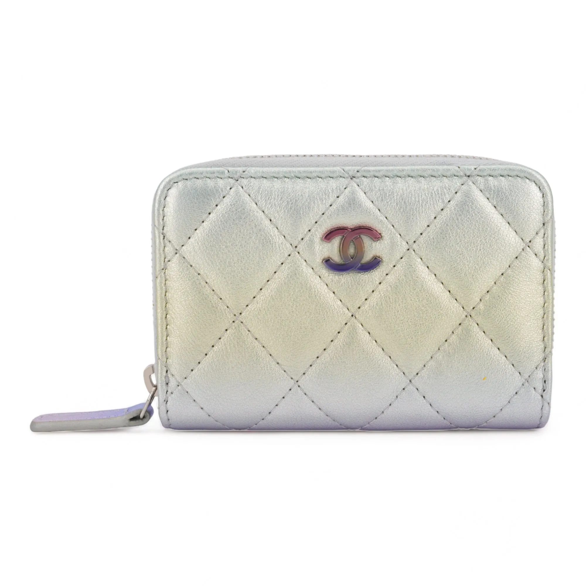 Zippy Wallet Coin Purse in 21K Rainbow Gradient Lambskin