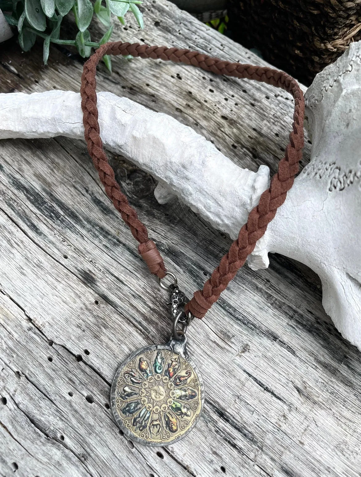 Zodiac Coin on Leather