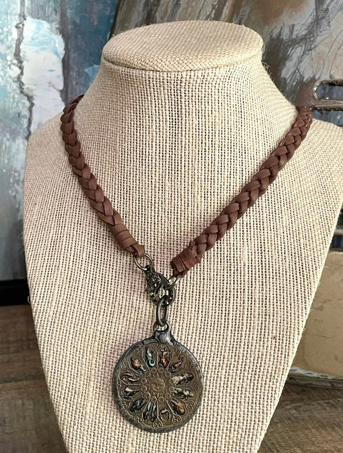 Zodiac Coin on Leather